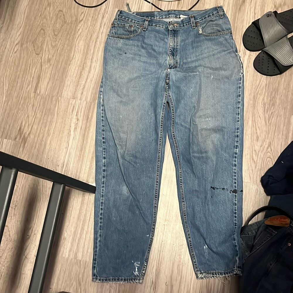 Vintage paint-stained jeans